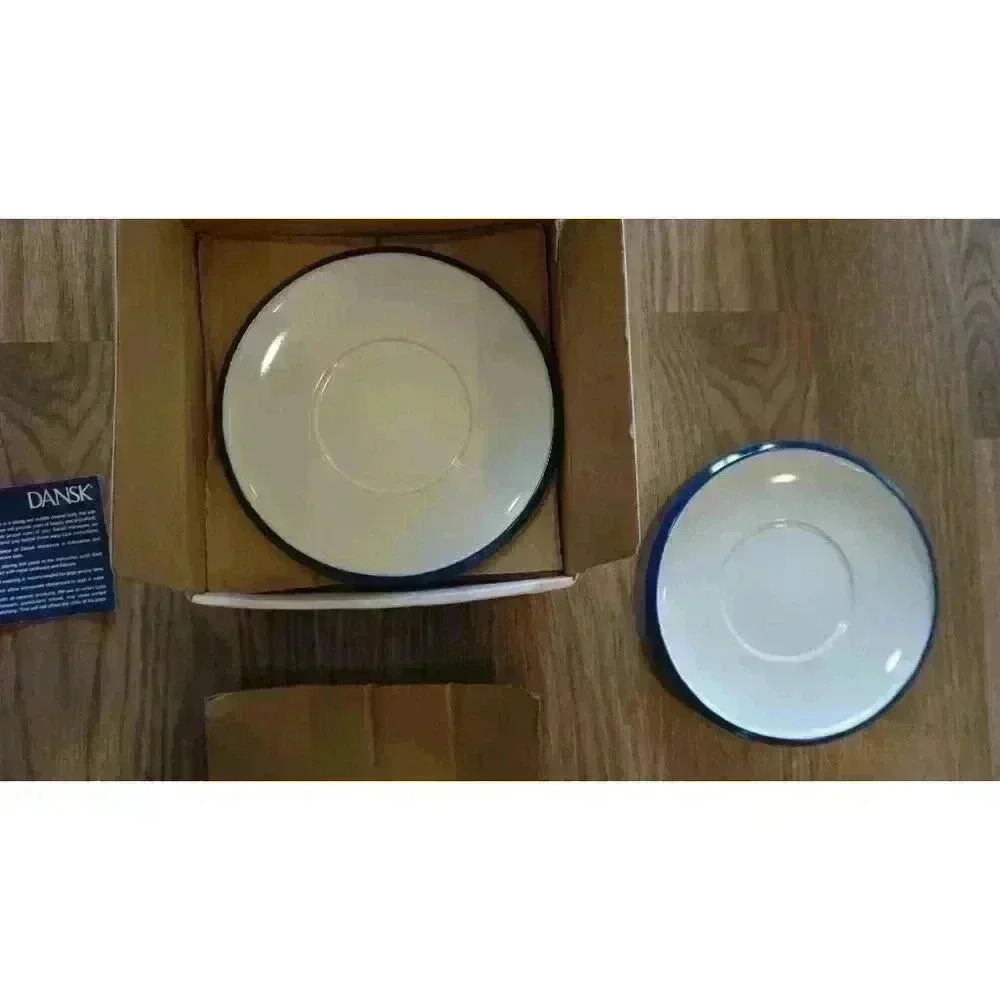 Dansk Kobenstyle Set Of 4 Saucer Plates 8.5" Blue & White New In Box - Picture 5 of 15